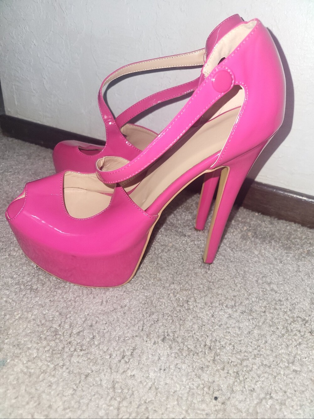 Bubblegum Hot Pink, Peep Toe Heels